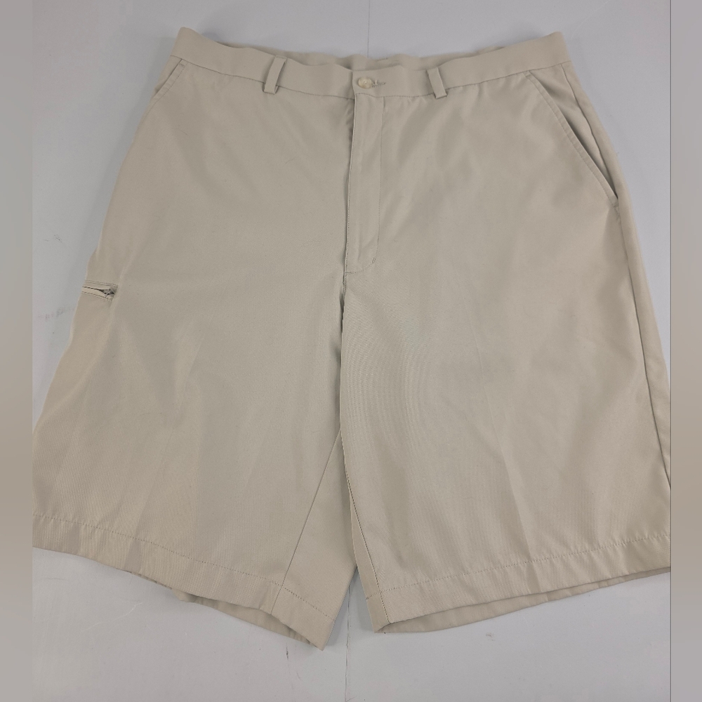 Grand Slam Men's Performance Golf Shorts Beige Khaki Size 36 Flat Front K-0072